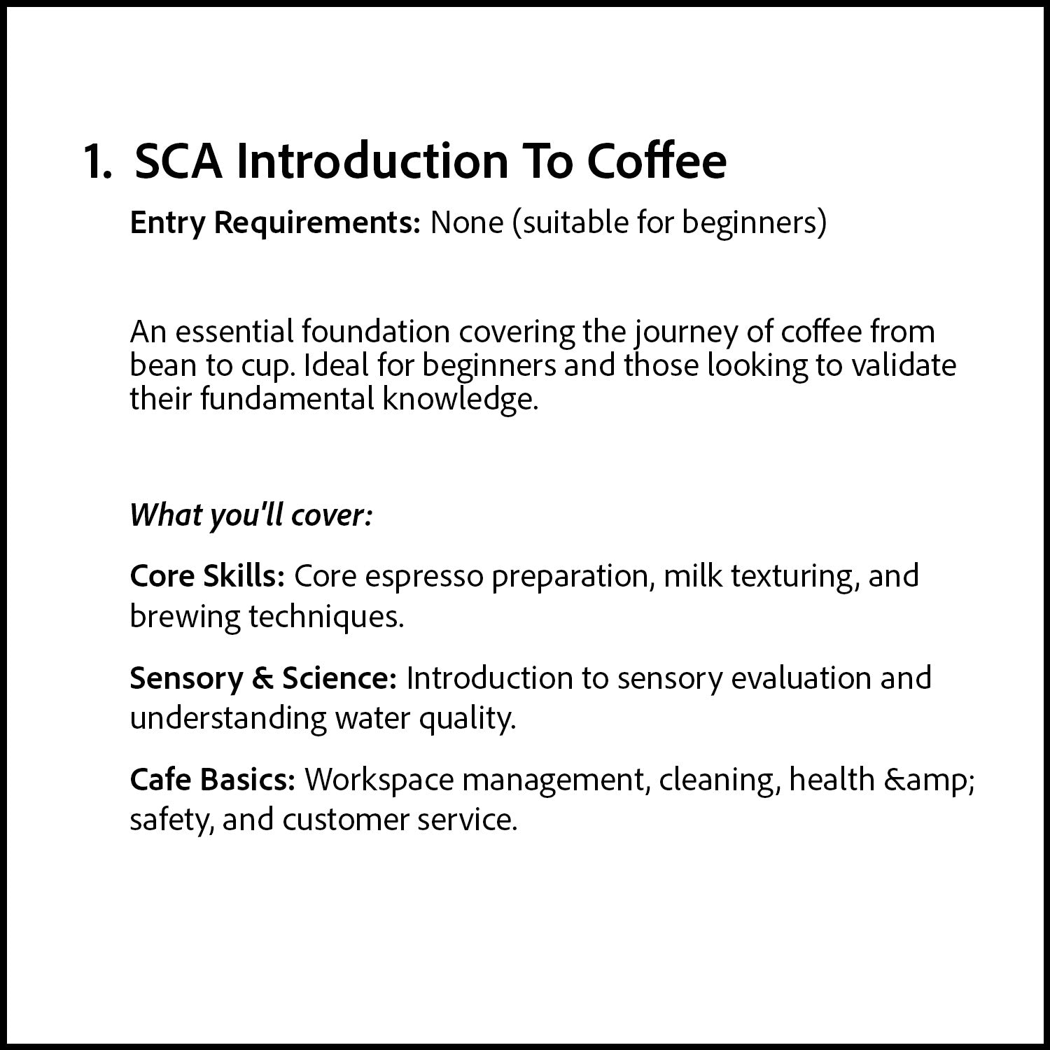 SCA Introduction to Coffee